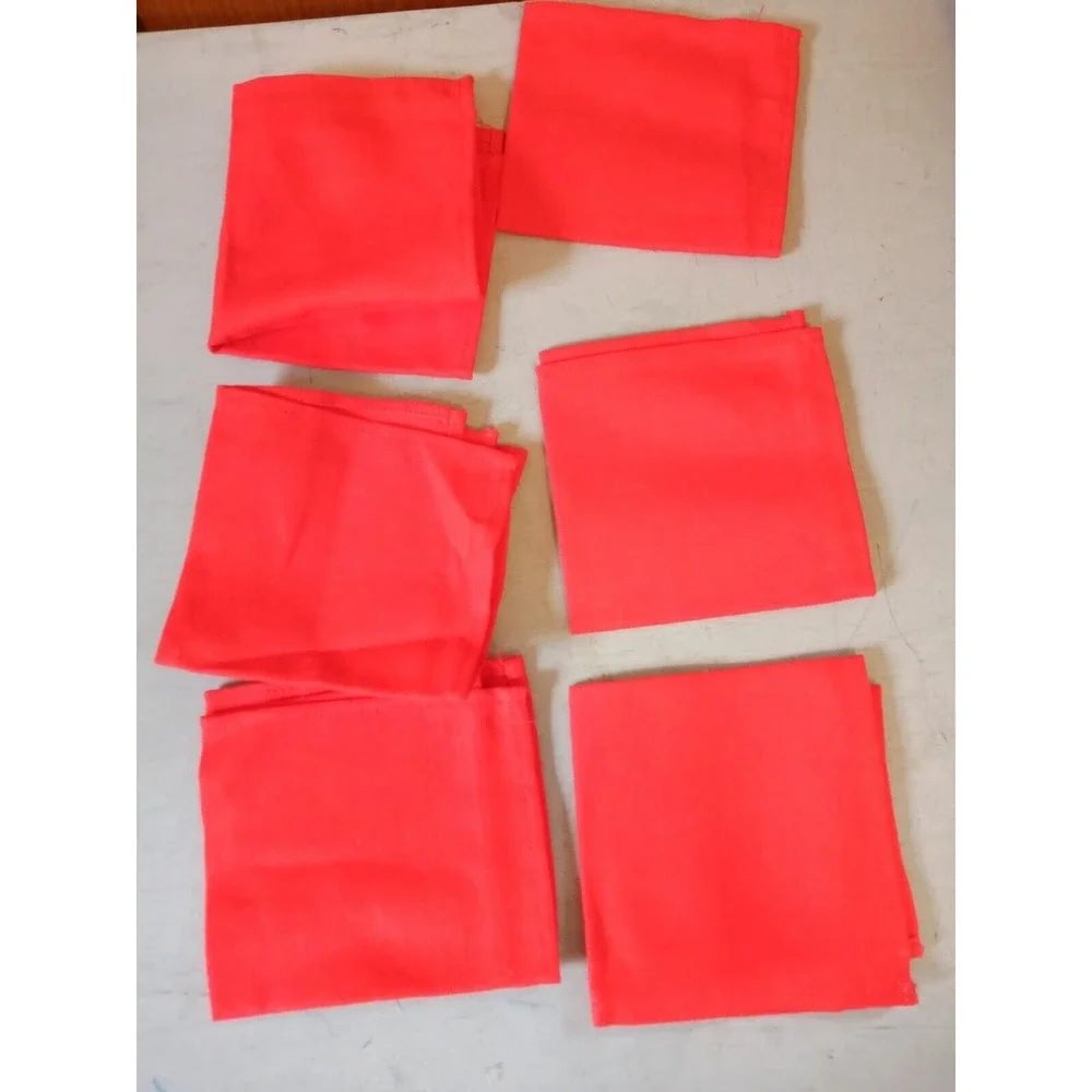 Cotton Red Cloth Cocktail  Napkins Set of 6 Pretty For Holidays 10